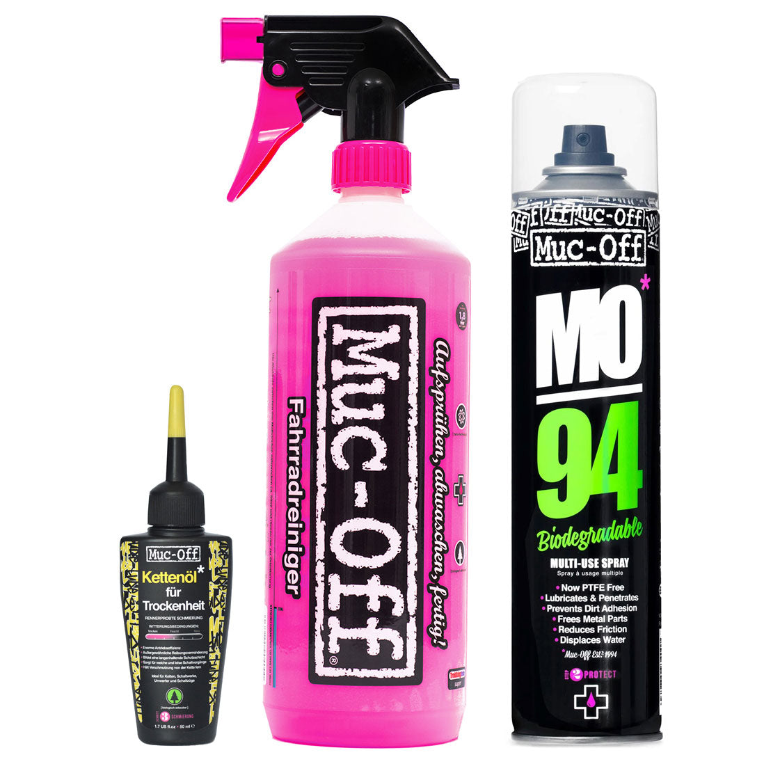 MUC-OFF clean,protect & lube kit dry - de set uit de doos