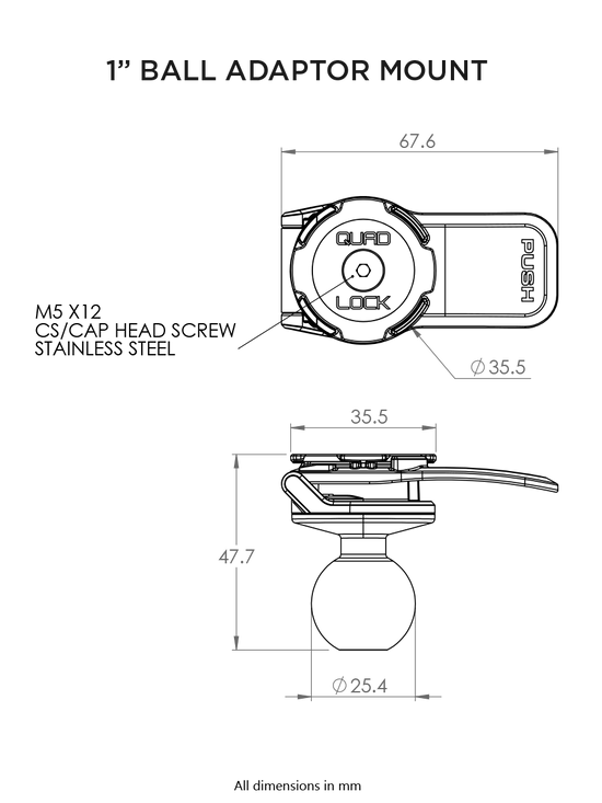 Quad Lock 1" BALL ADAPTOR MOUNT