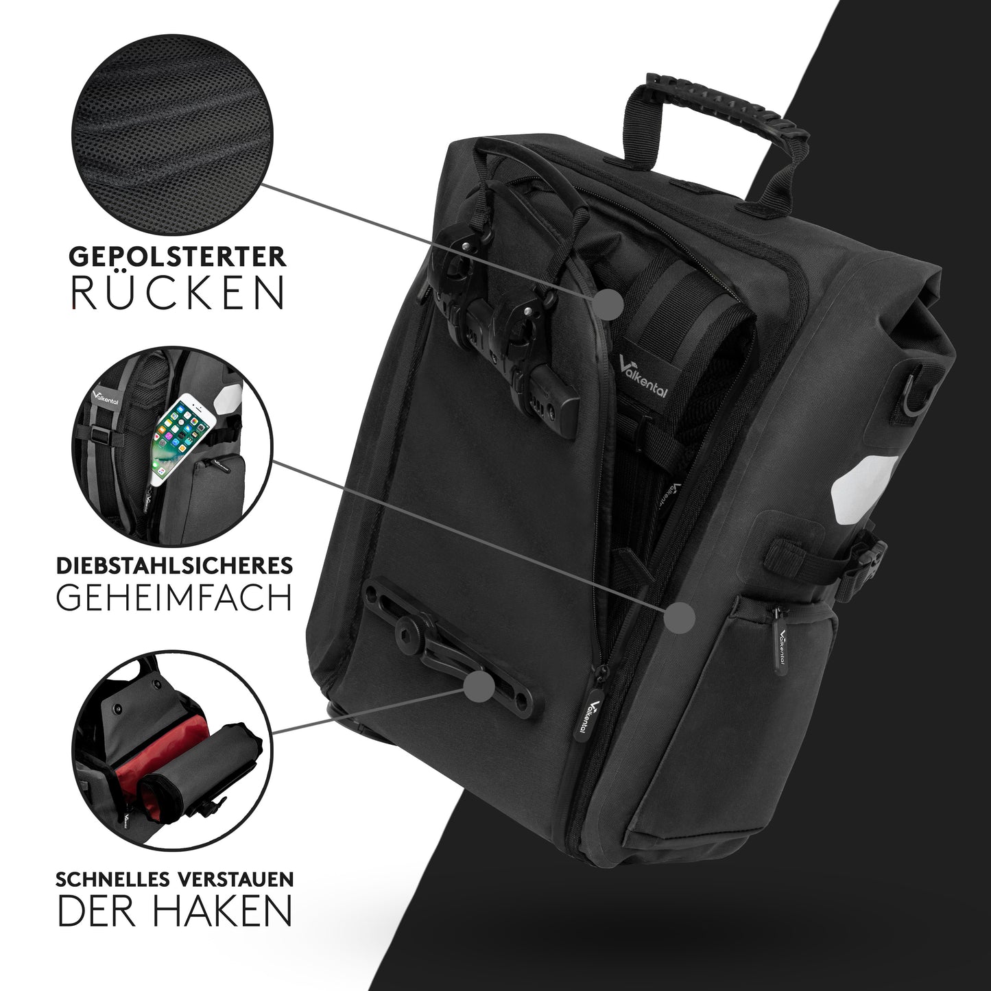 Valkental ValkPro - 3in1 fiets/rug tas