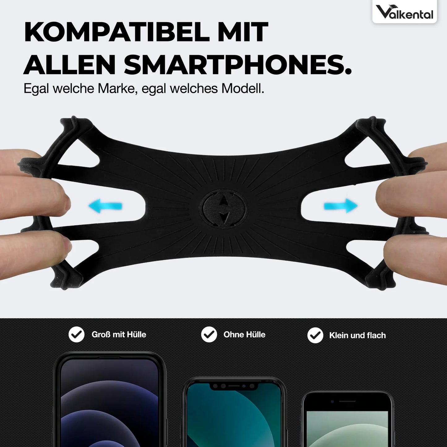VALKENTAL EasyFix telefoonhouder - met elastische hoes alle toestellen te gebruiken