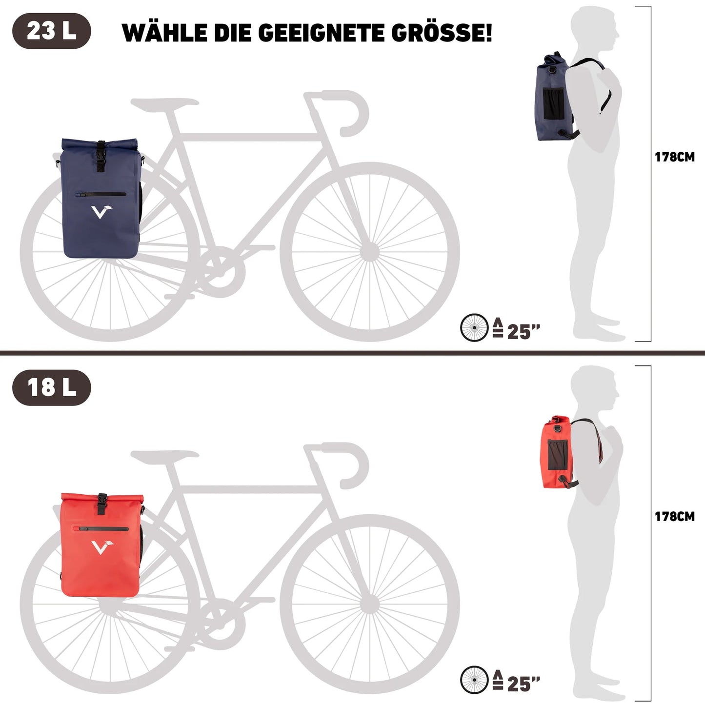 Valkental ValkOne "Light" - 3in1 fietstas 18L