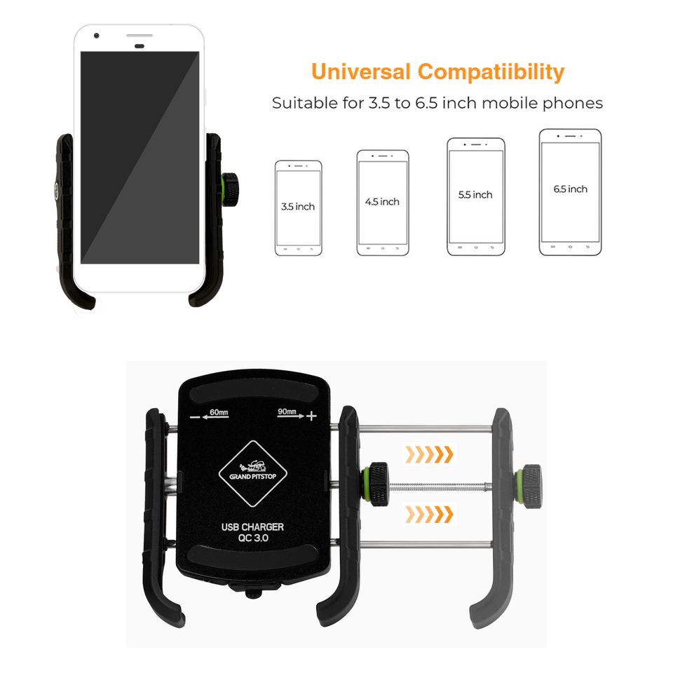 GrandPitstop telefoonhouder Jaw (met USB 3.0 )