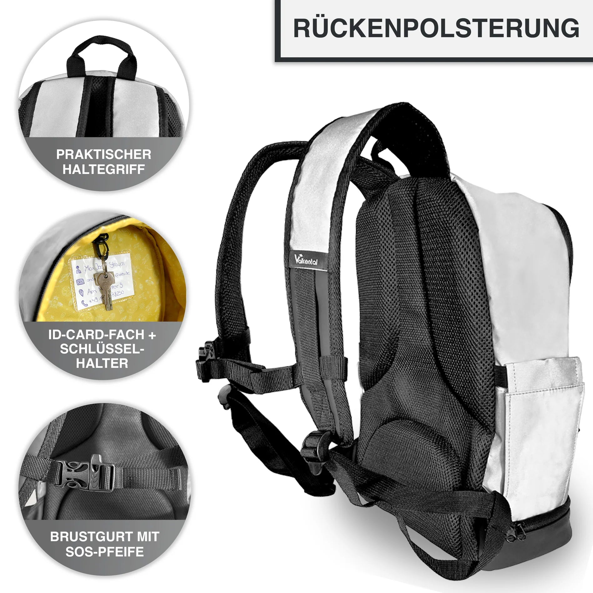 VALKENTAL REFLECTERENDE KINDERRUGZAK achterzijde