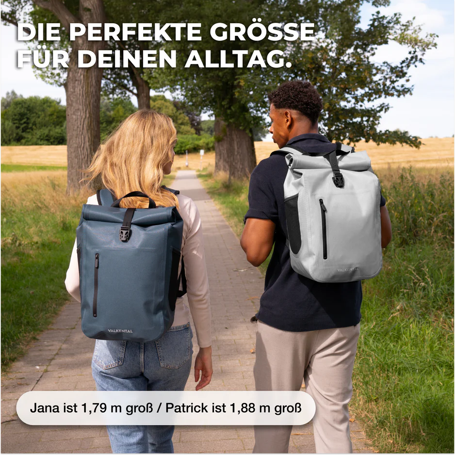 VALKENTAL daily backpack op de rug gedragen
