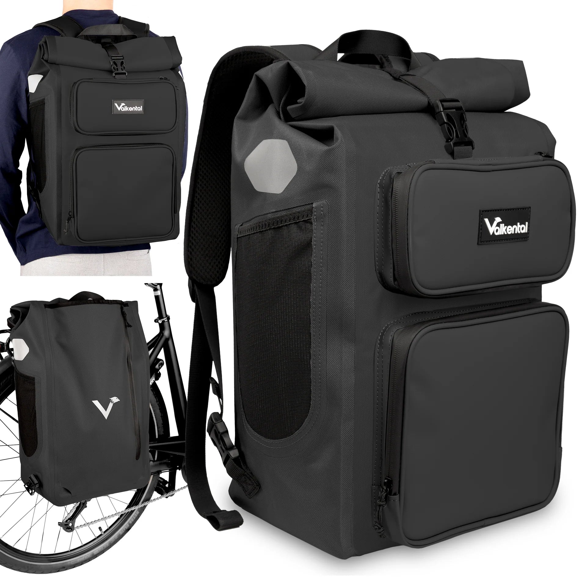 Valkental urbanx 2in1 fietstas - multifunctionele bagagetas en rugzak voor bikepacking