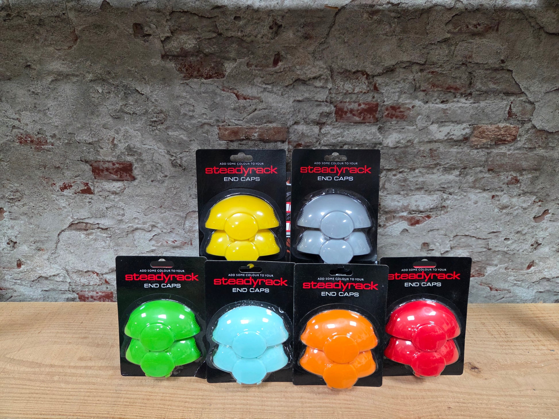 Steadyrack Classic gekleurde eindkappen verkrijgbaar in rood, blauw, groen, geel en oranje