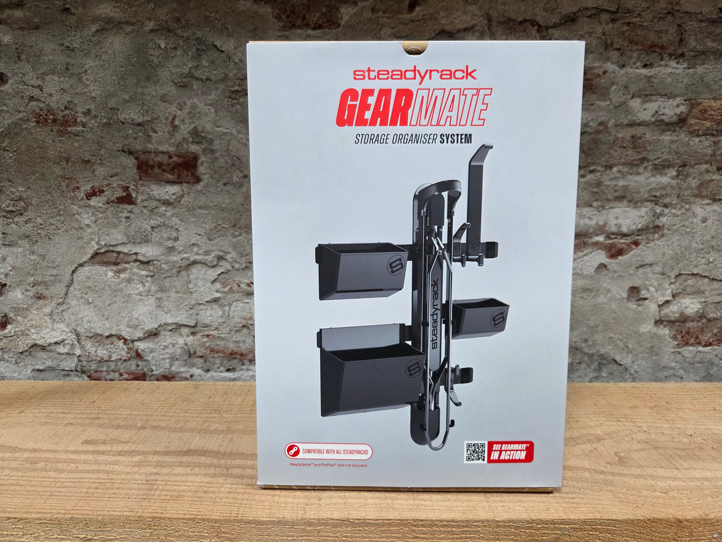 STEADYRACK GearMate opbergsysteem verpakking showroom