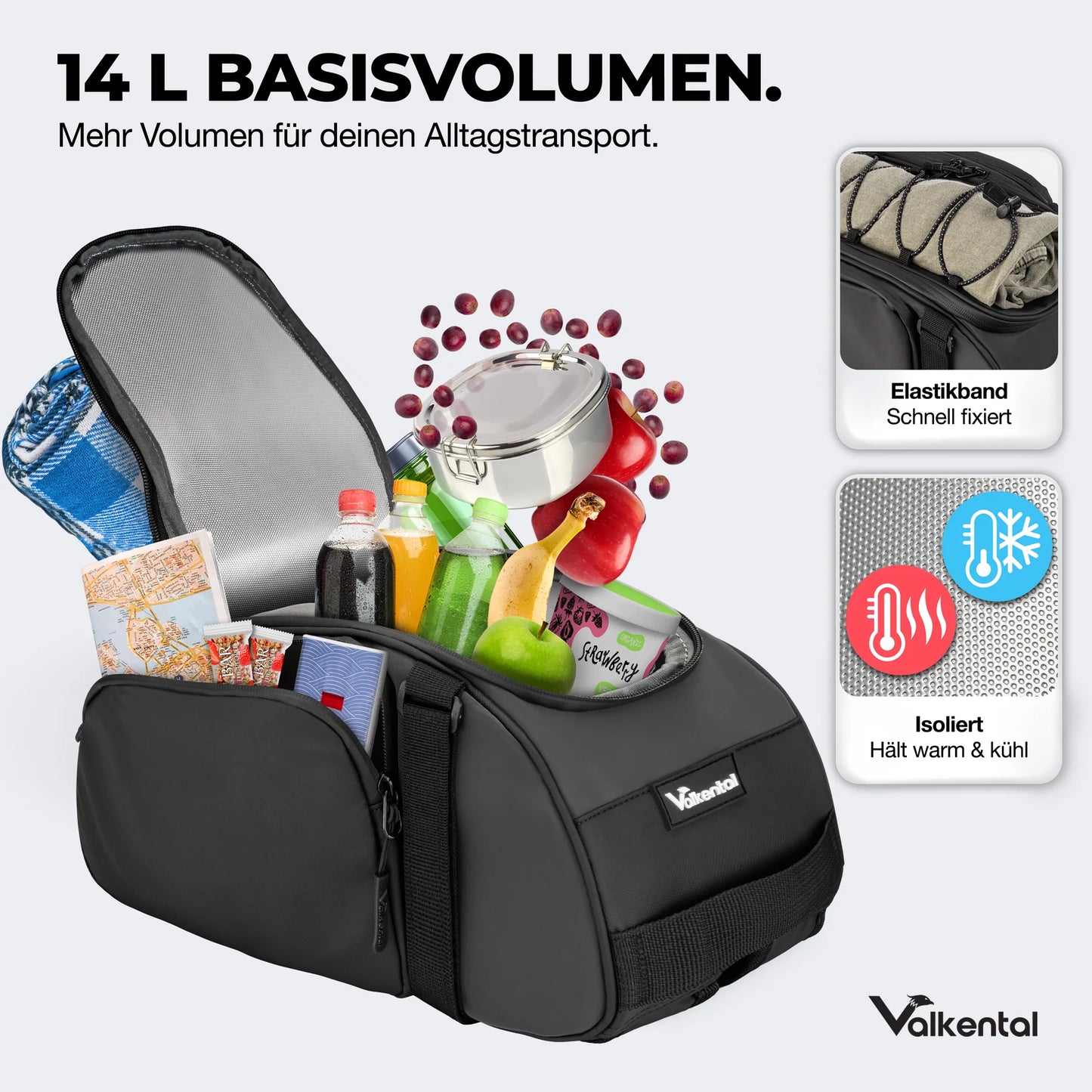 VALKENTAL Trunk Bag 14L - hier de koelvariant met fruit