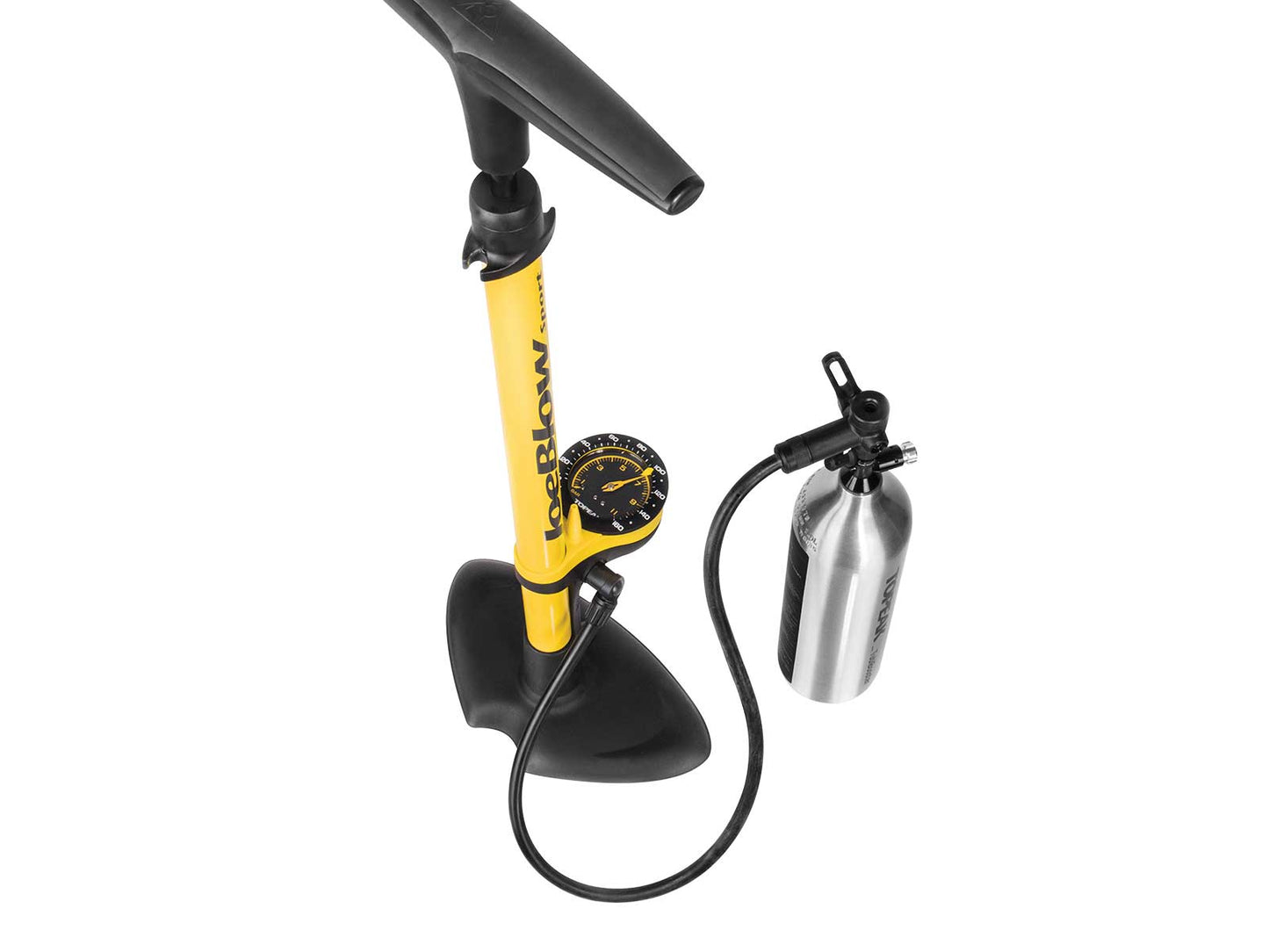 Topeak TubiBooster Werkt als een mini-luchtcompressor en is compatibel met Presta-pompkoppen om lucht in de luchttank te pompen voor het oppompen van tubeless banden
