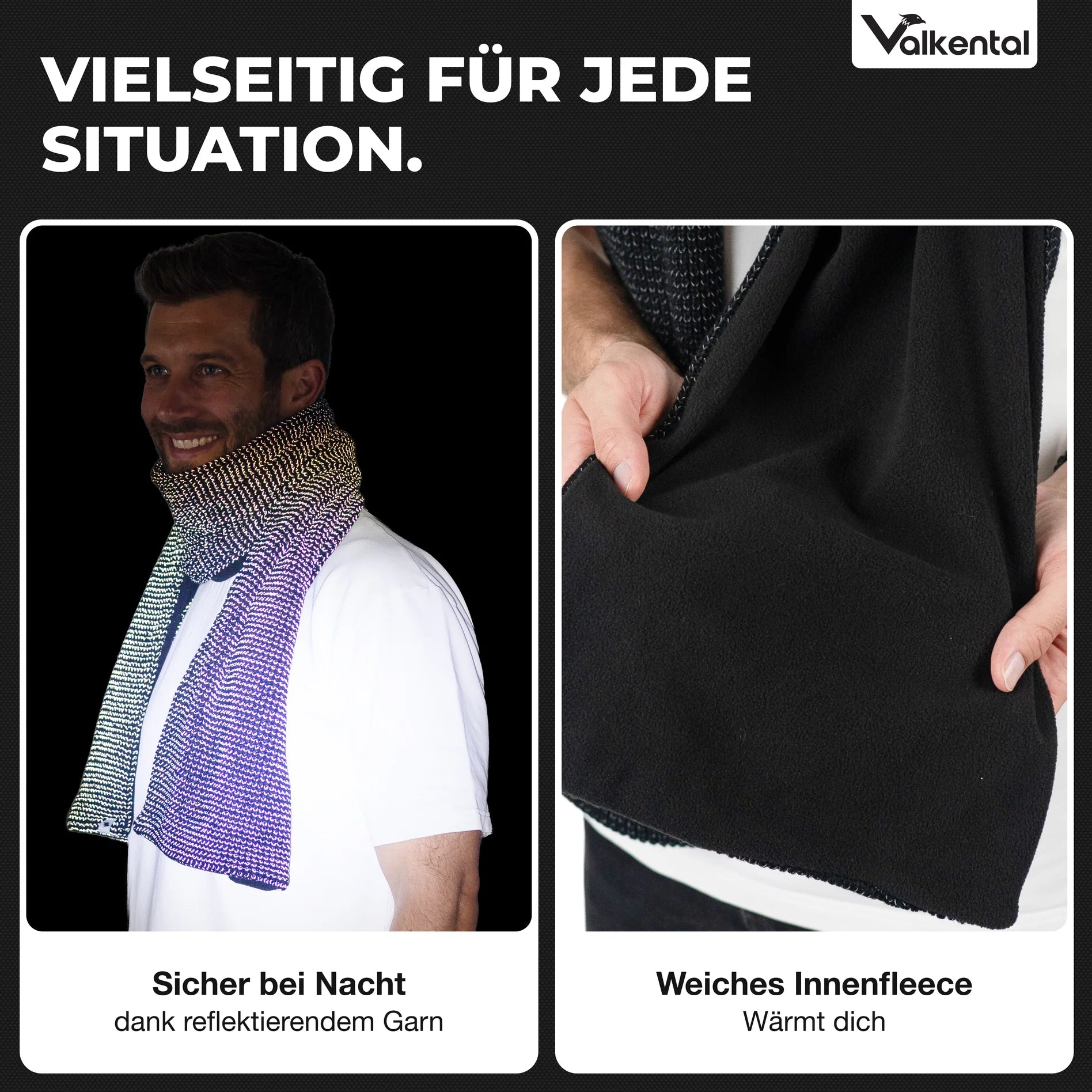 VALKENTAL reflective scarf - zichtbar in het donker en met fleece binnenzijde