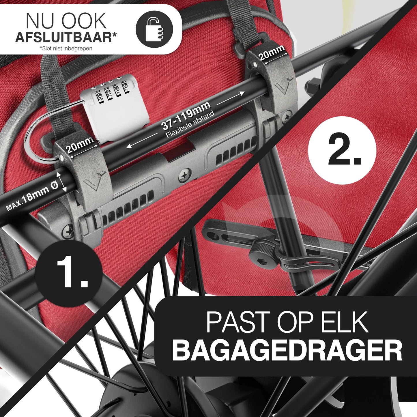 VALKENTAL ValkPro bevestigd op bagagedrager met slot