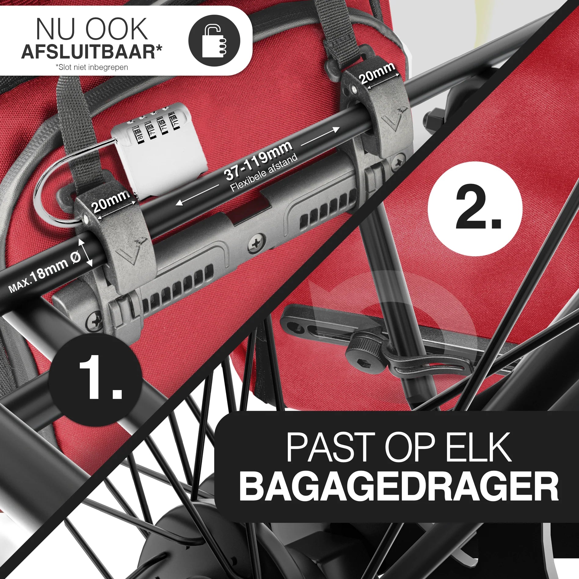 VALKENTAL ValkPro bevestigd op bagagedrager met slot