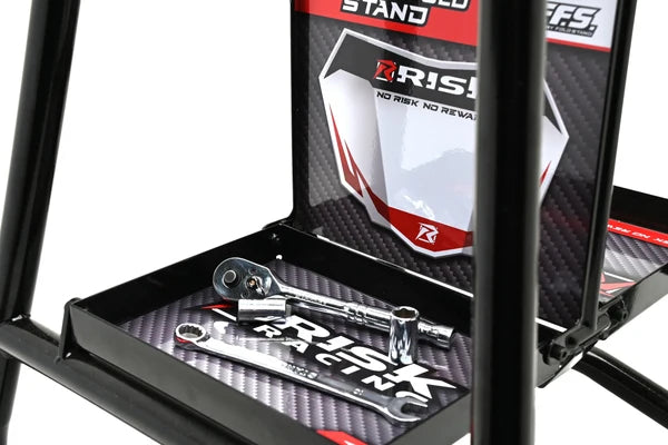 RISK Racing FFS Factory Fold Stand - gereedschap bakje gevuld