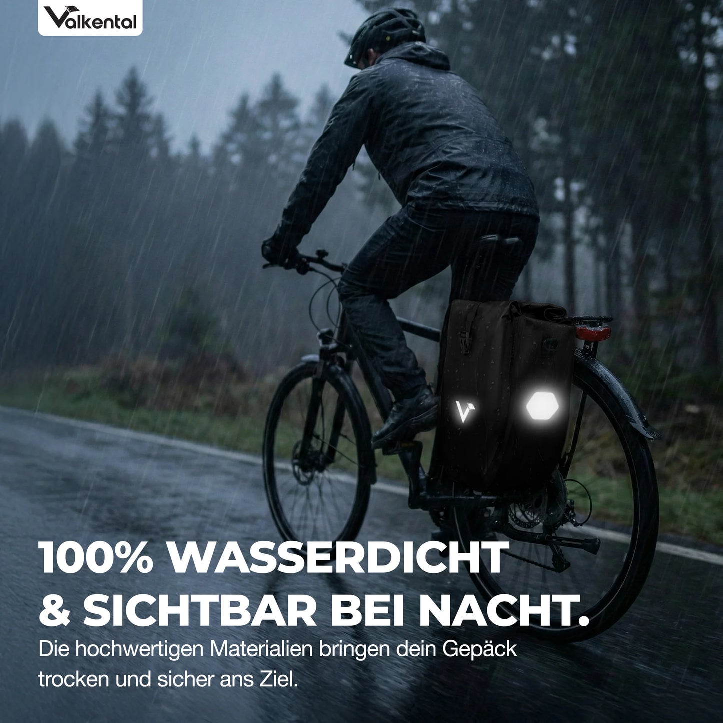 VALKENTAL Bike Bag 32L - 100% waterdicht en met reflectoren