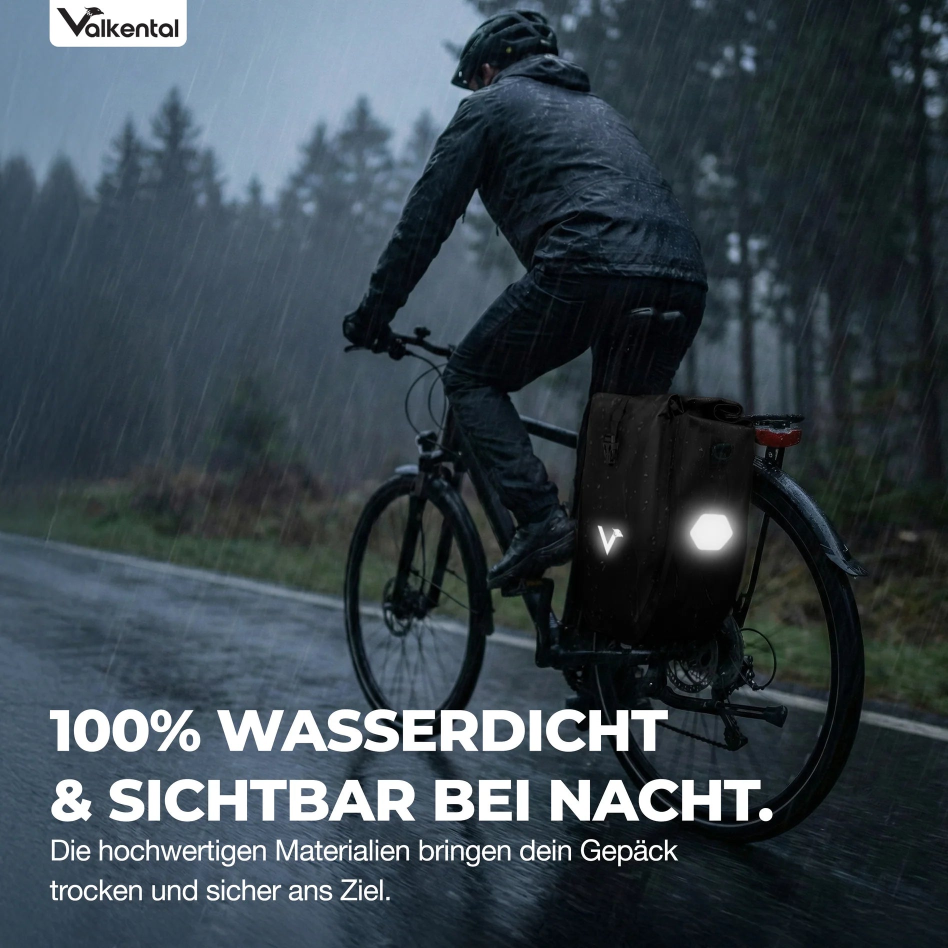 VALKENTAL Bike Bag 32L - 100% waterdicht en met reflectoren