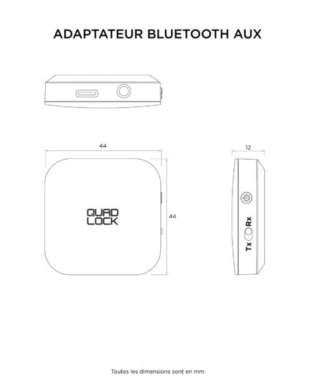 QUAD LOCK AUX Bluetooth Adaptor - afmetingen
