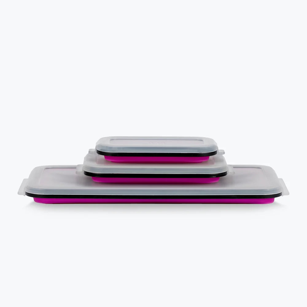 MUC-OFF Silicone Collapsible Magnetic Tray Set - alle 3 in elkaar gevouwen op elkaar