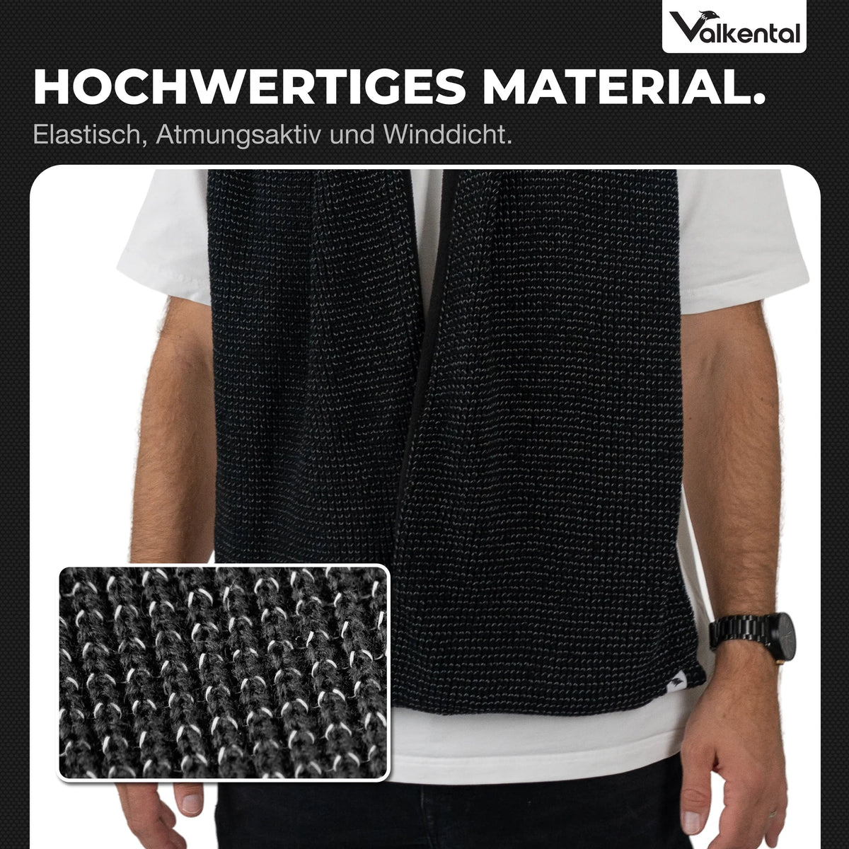 VALKENTAL reflective scarf - hier zie de reflecterende garen