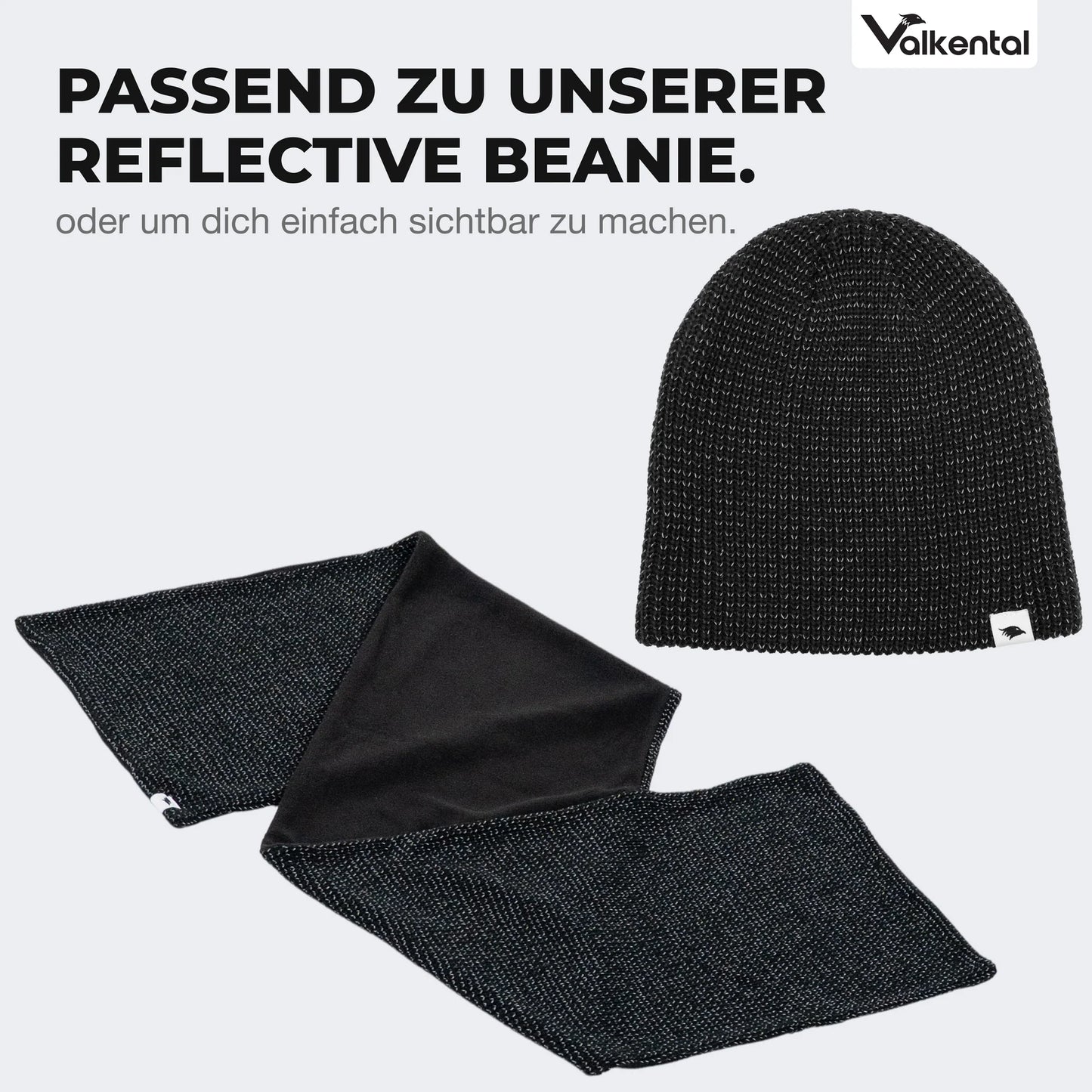 VALKENTAL reflective scarf - een combinatie met de beanie