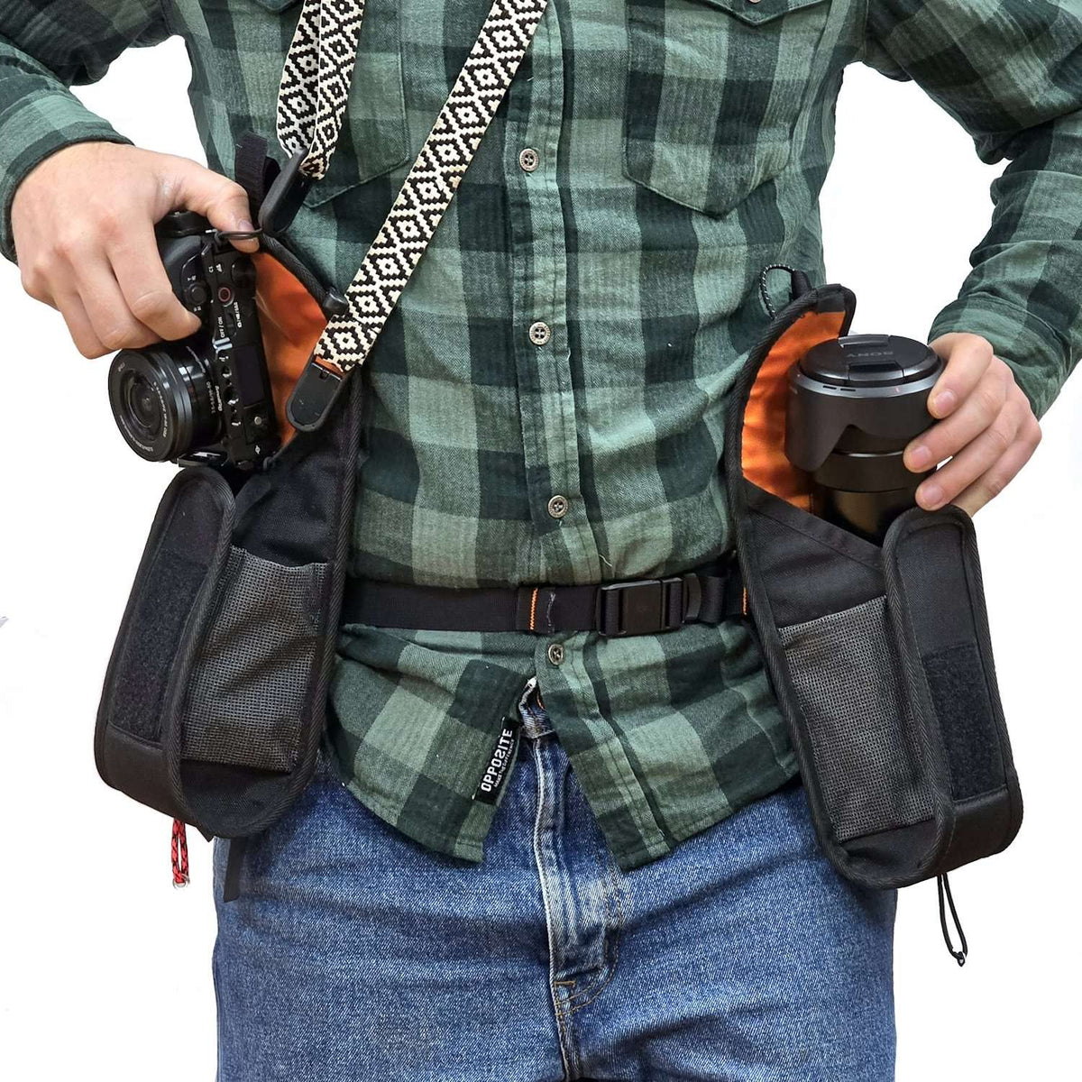 CHOIKE multipocket - in gebruik als schoudertas met fotomateriaal