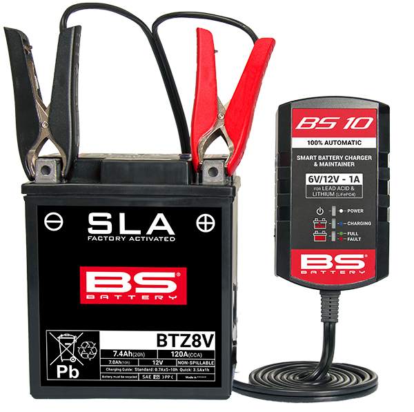 BS BATTERY BS 10 - aangesloten op een accu