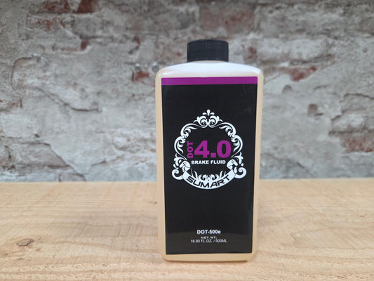 SUMART DOT 4.0 remvloeistof 500ml fles met paars label voor fiets hydraulische remmen