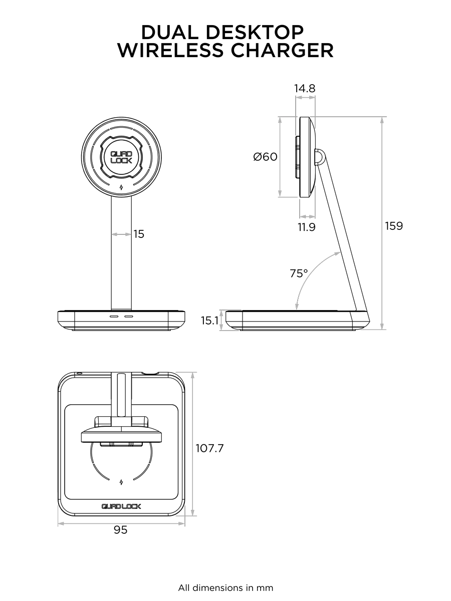 Quad Lock MAG DUAL DESKTOP WIRELESS CHARGER