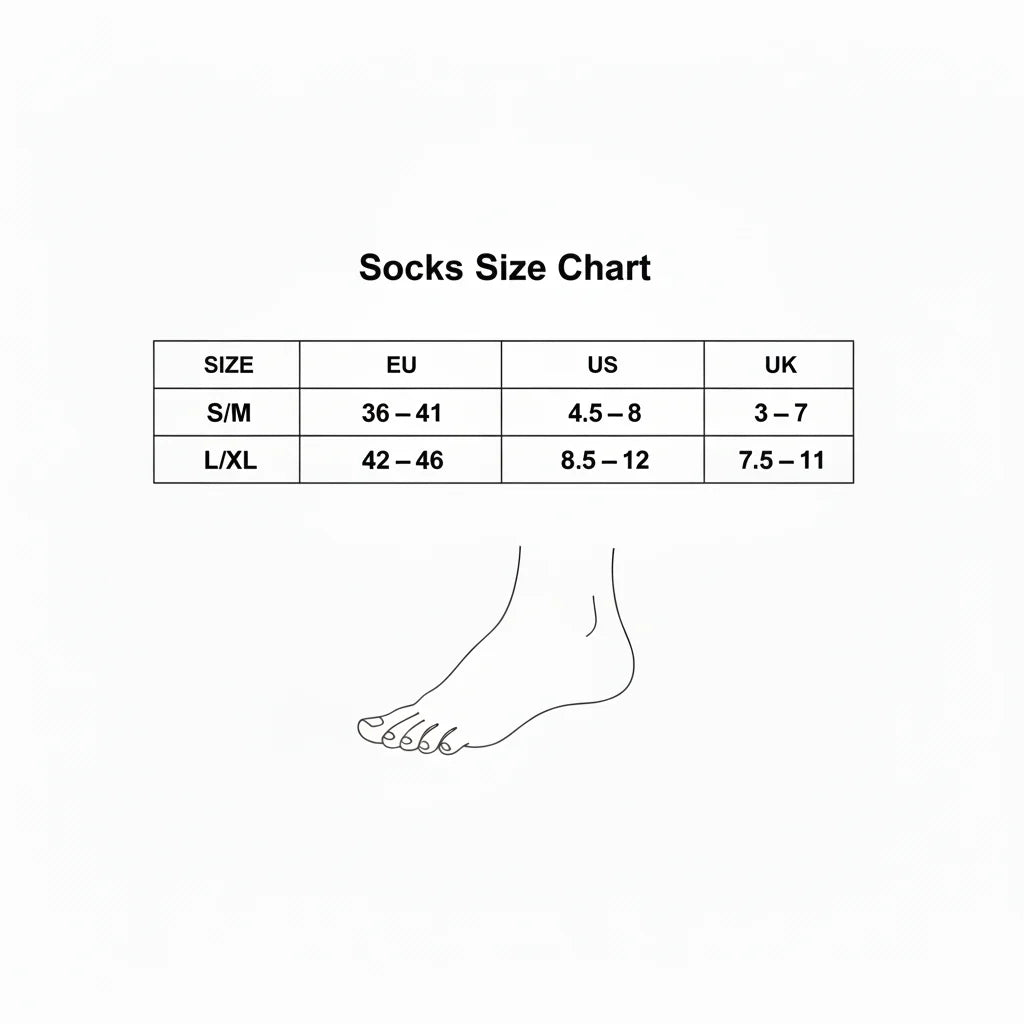 SERYT protective socks maattabel