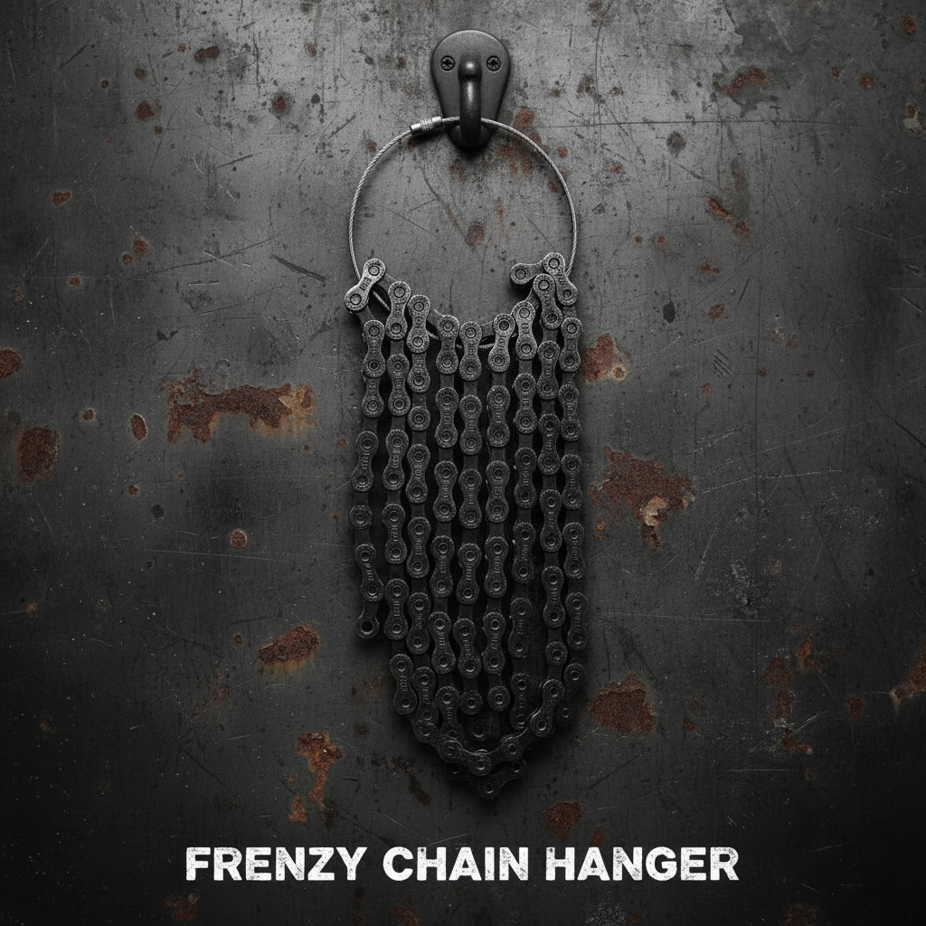 Frenzy chain hanger met fietsschakels hangend aan metalen ring
