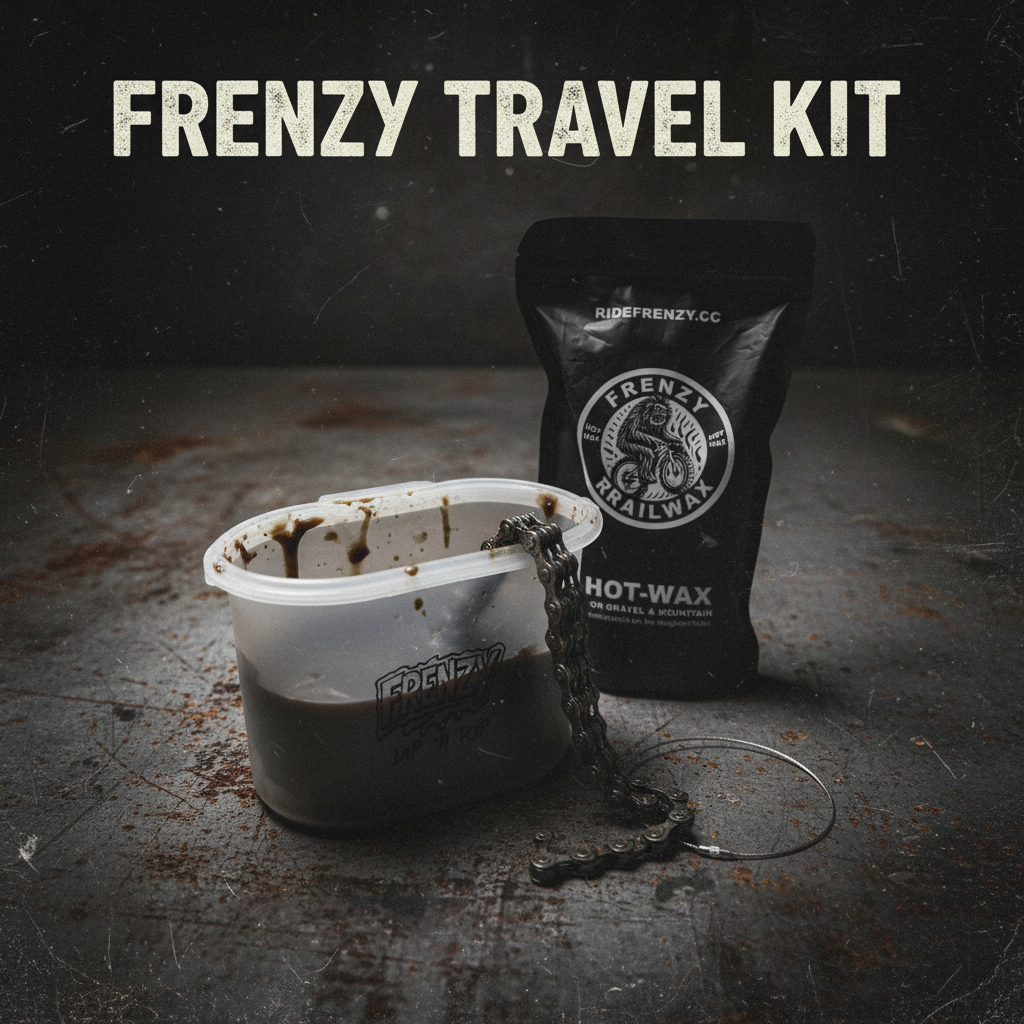 FRENZY Travel Kit - Complete hot wax reisset voor fietskettingen met TrailWax en Dip 'n Rip smelter