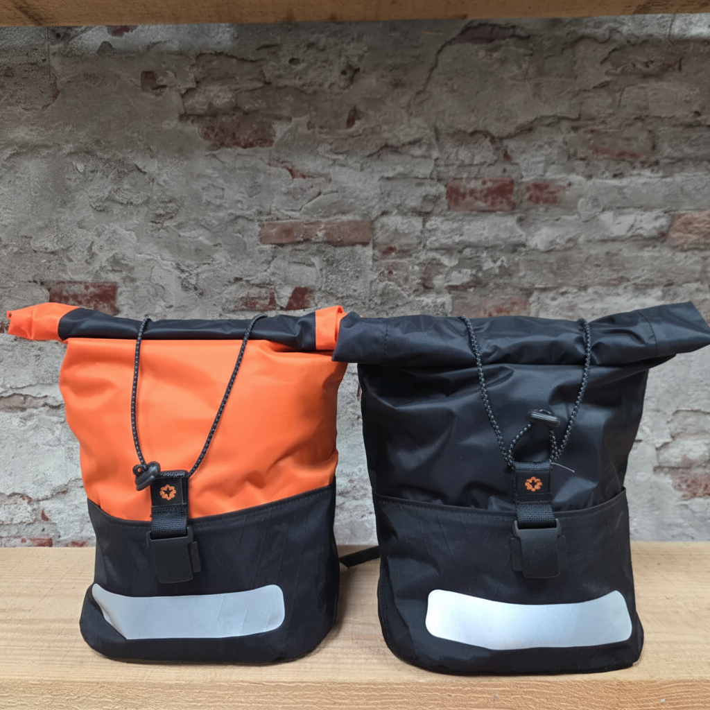 Choike Piwn 6L waterdichte stuurtas in oranje en zwart met reflecterende strips voor bikepacking