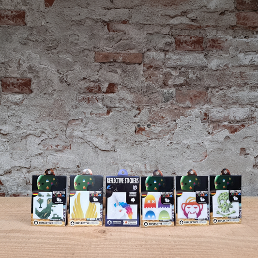 Reflective Berlin reflecterende stickers voor kinderen - T-Rex, Unicorn, Ghost, Monkey, Wings en Ufo designs voor fiets en helm