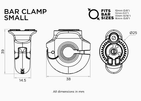 Quad Lock BAR CLAMP BASE SMALL