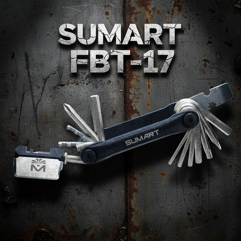 SUMART FBT-17 multitool met uitgeklapte inbussleutels en kettingbreker op witte achtergrond
