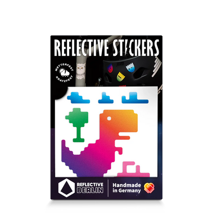 Reflective Berlin reflecterende stickers small voor kinderen t-rex rainbow