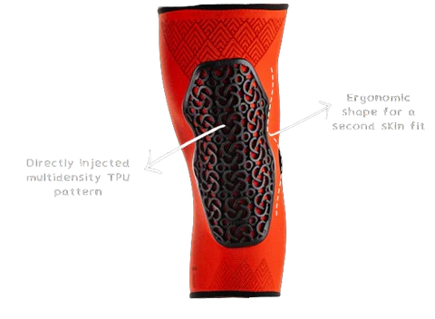 SERYT kniebeschermers close-up detail zwart met logo