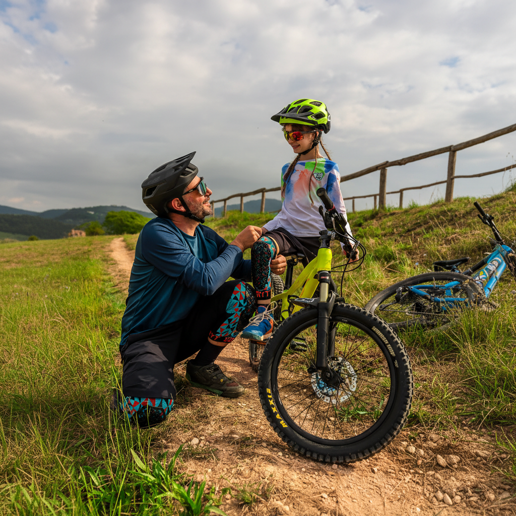 SERYT kniebescherming voor kinderen gedragen tijdens fietsen
